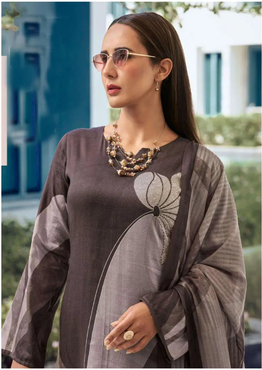 Elegant Heavy Poly Rayon Digital Print Kurti Set with Straight Pant & Mal Chanderi Dupatta