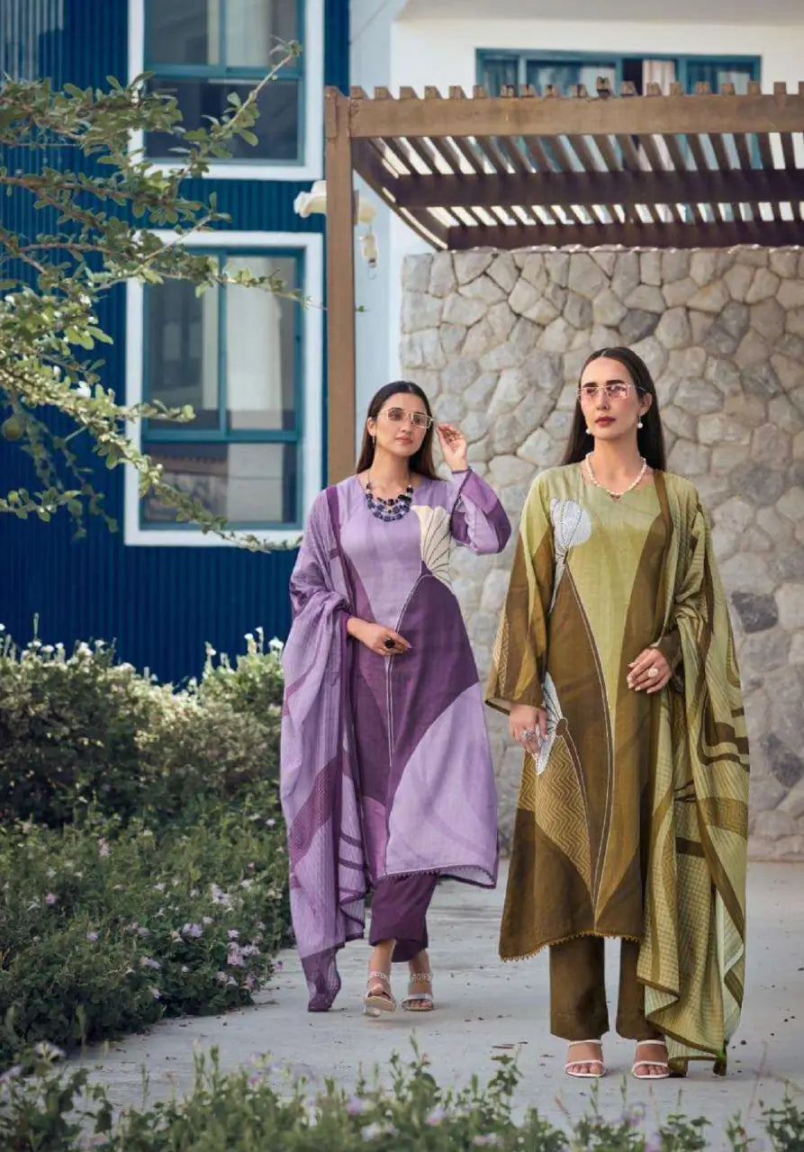 Elegant Heavy Poly Rayon Digital Print Kurti Set with Straight Pant & Mal Chanderi Dupatta