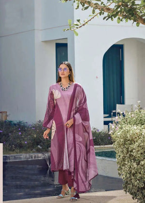 Elegant Heavy Poly Rayon Digital Print Kurti Set with Straight Pant & Mal Chanderi Dupatta