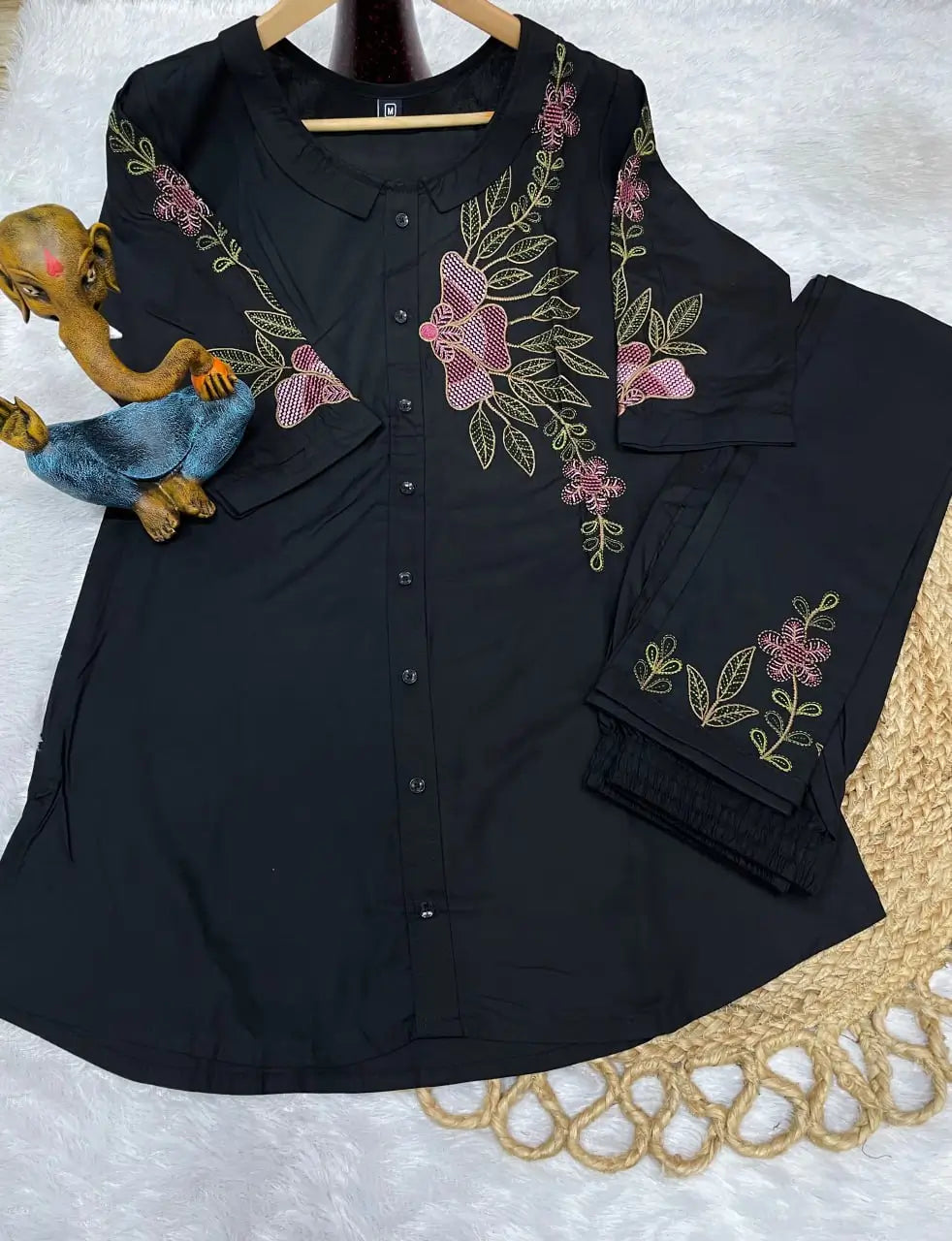 Elegant Heavy Rayon Embroidered Co-Ord Set – Stylish Two-Piece Outfit with Straight Pants