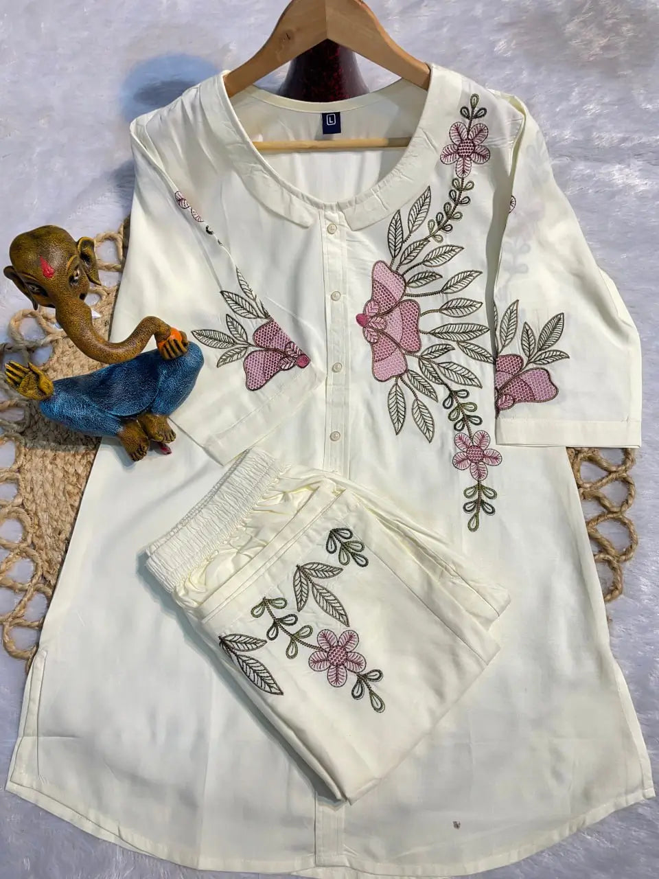 Elegant Heavy Rayon Embroidered Co-Ord Set – Stylish Two-Piece Outfit with Straight Pants