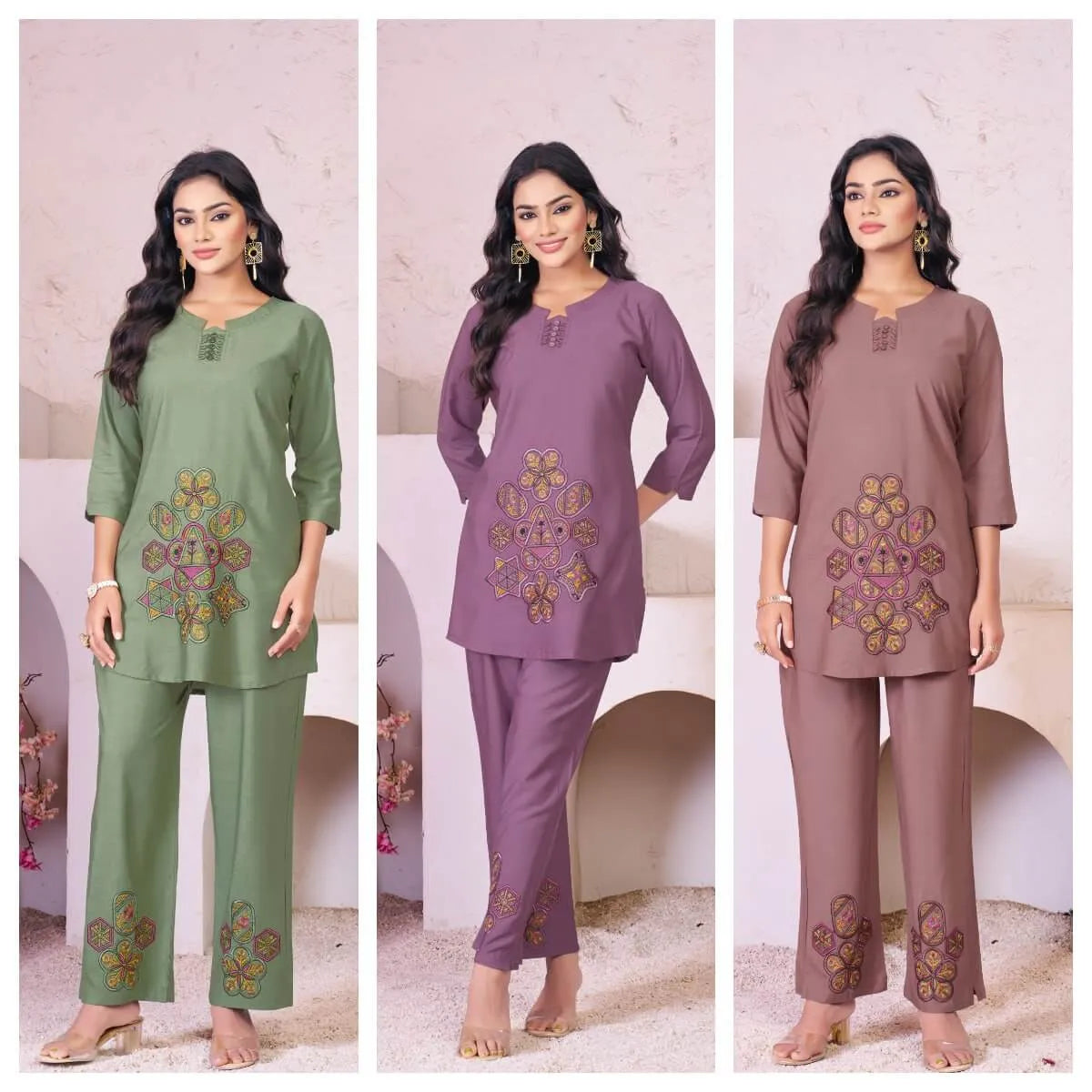 Elegant Heavy Rayon Embroidered Co-Ord Set – Stylish Two-Piece Outfit with Straight Pants