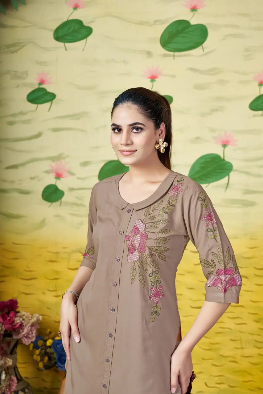 Elegant Heavy Rayon Embroidered Co-Ord Set – Stylish Two-Piece Outfit with Straight Pants