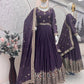 Elegant Heavy Shimmer Silk Gown with Dupatta – Embroidery Sequins Work, 3.5 Meter Flair, Fully Stitched