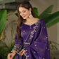 Elegant Heavy Shimmer Silk Gown with Dupatta – Embroidery Sequins Work, 3.5 Meter Flair, Fully Stitched