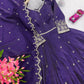 Elegant Heavy Shimmer Silk Gown with Dupatta – Embroidery Sequins Work, 3.5 Meter Flair, Fully Stitched