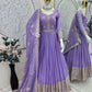Elegant Heavy Shimmer Silk Gown with Dupatta – Embroidery Sequins Work, 3.5 Meter Flair, Fully Stitched