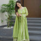 Elegant Heavy Shimmer Silk Gown with Dupatta – Embroidery Sequins Work, 3.5 Meter Flair, Fully Stitched