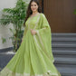 Elegant Heavy Shimmer Silk Gown with Dupatta – Embroidery Sequins Work, 3.5 Meter Flair, Fully Stitched