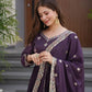 Elegant Heavy Shimmer Silk Gown with Dupatta – Embroidery Sequins Work, 3.5 Meter Flair, Fully Stitched