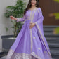 Elegant Heavy Shimmer Silk Gown with Dupatta – Embroidery Sequins Work, 3.5 Meter Flair, Fully Stitched