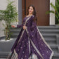 Elegant Heavy Shimmer Silk Gown with Dupatta – Embroidery Sequins Work, 3.5 Meter Flair, Fully Stitched