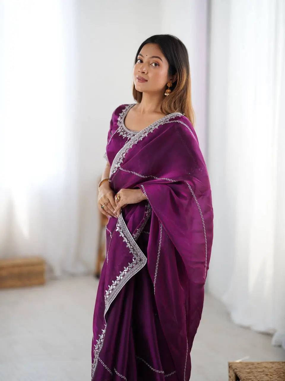 Elegant JMC Silk Saree for Festive, Party and Evening Occasions