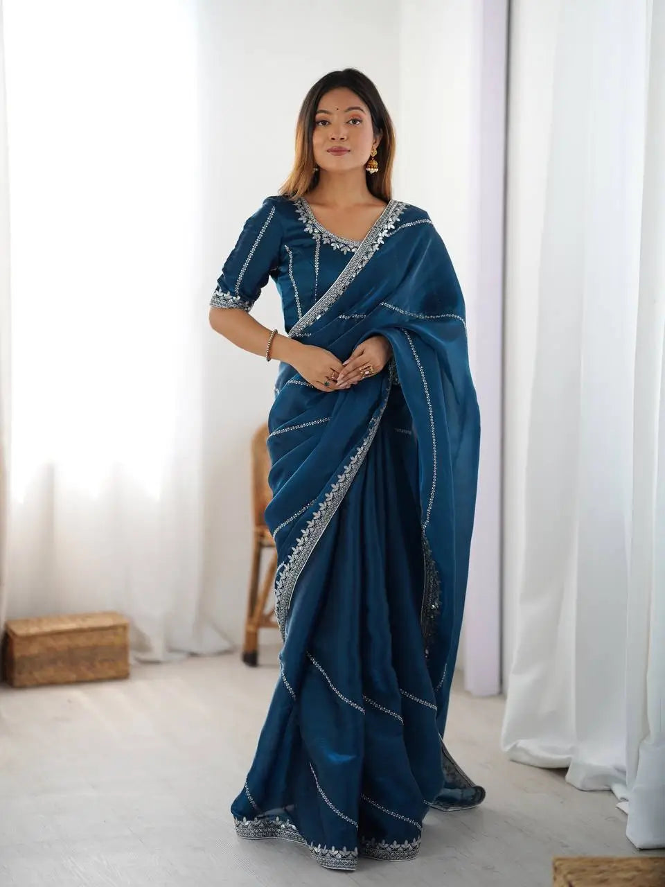 Elegant JMC Silk Saree for Festive, Party and Evening Occasions