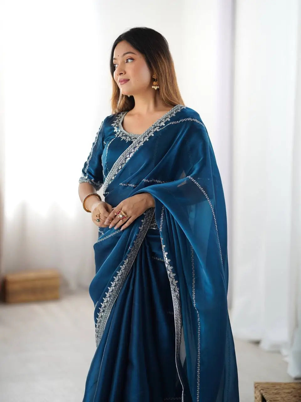 Elegant JMC Silk Saree for Festive, Party and Evening Occasions