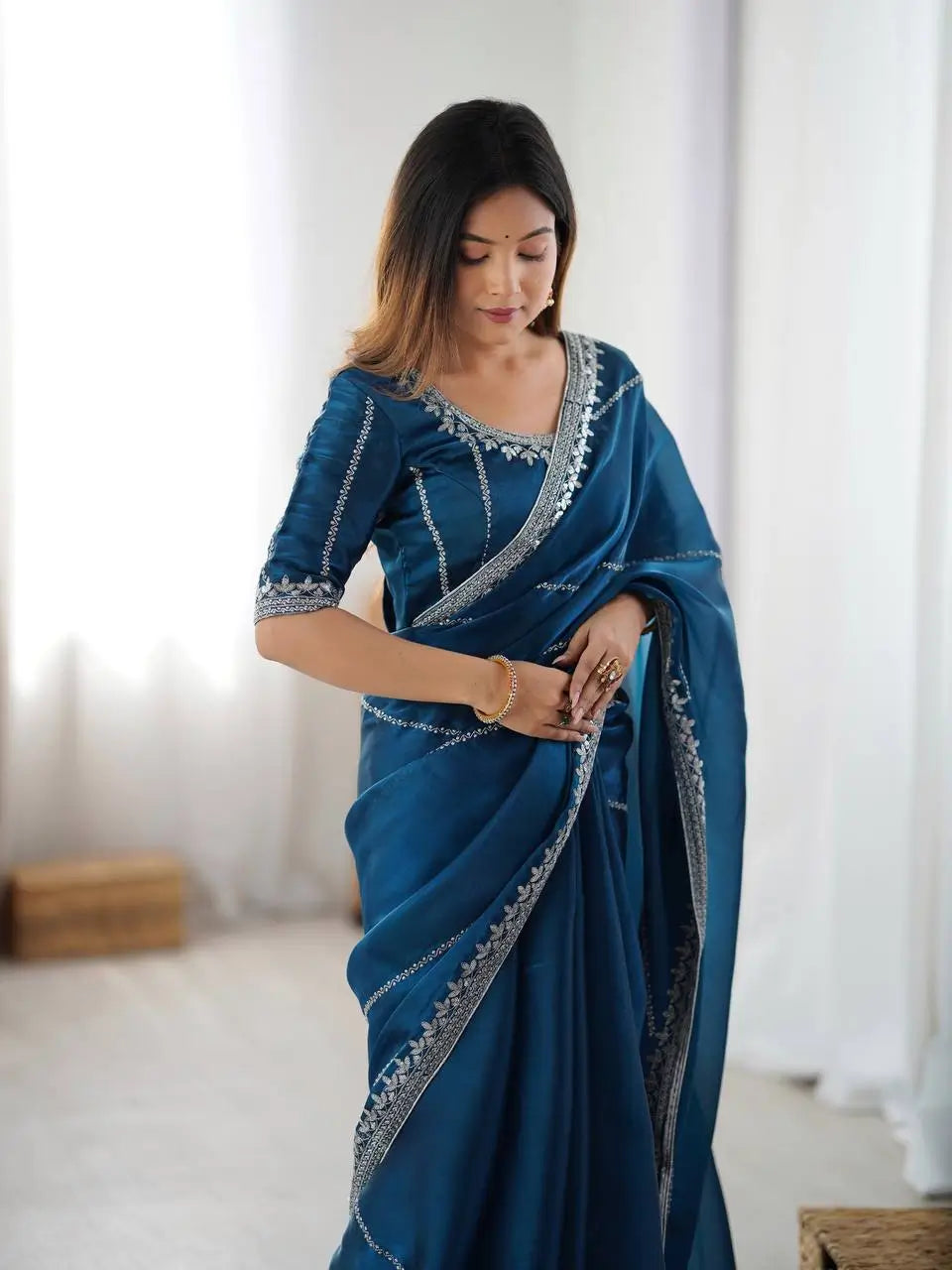 Elegant JMC Silk Saree for Festive, Party and Evening Occasions
