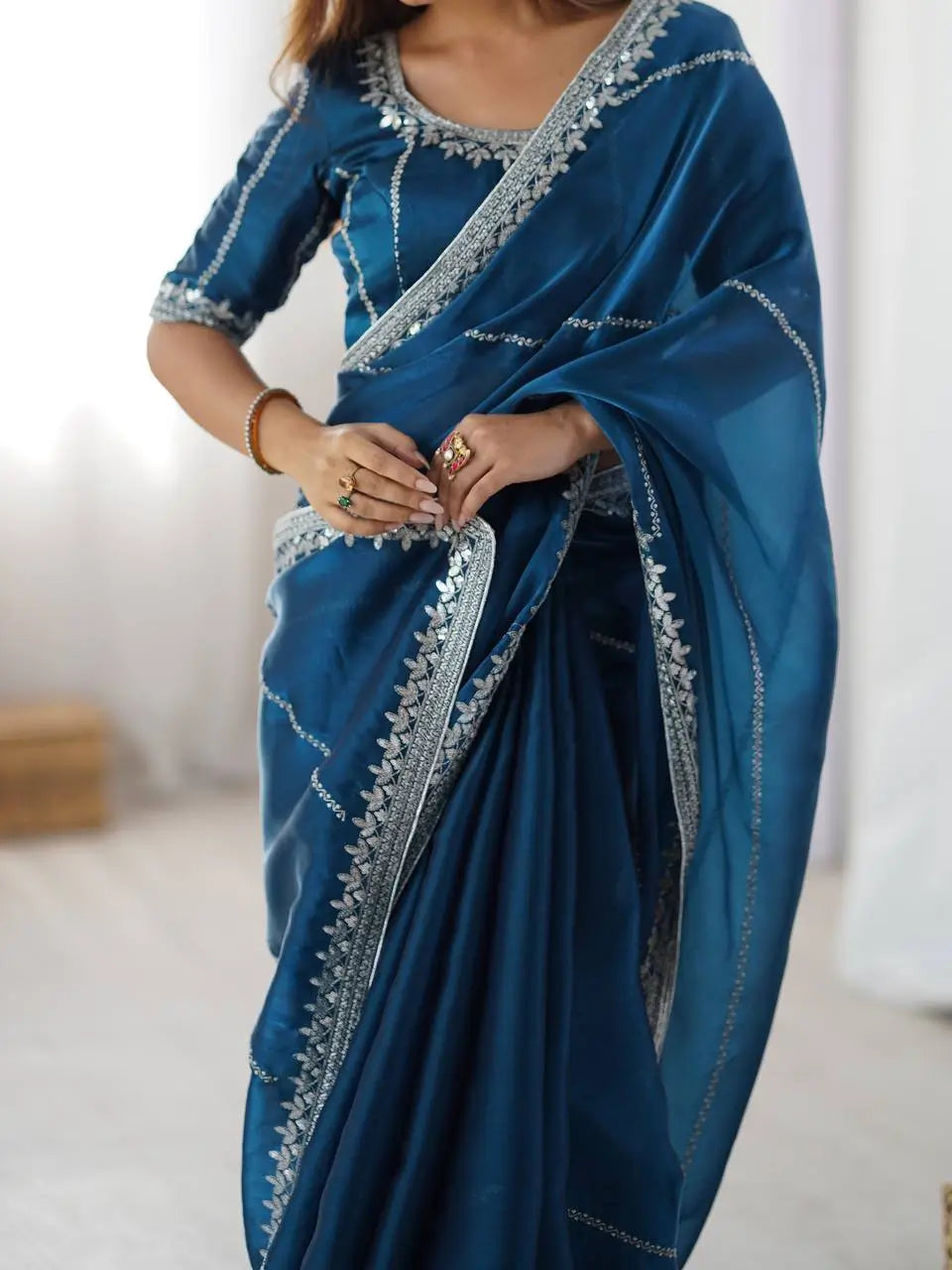 Elegant JMC Silk Saree for Festive, Party and Evening Occasions