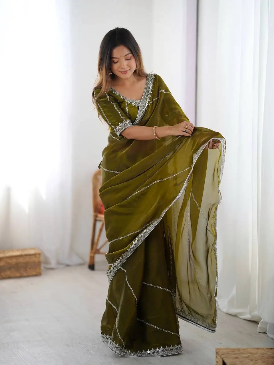 Elegant JMC Silk Saree for Festive, Party and Evening Occasions