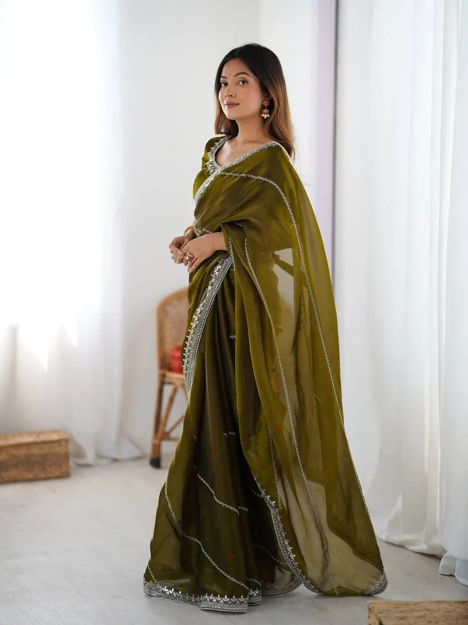 Elegant JMC Silk Saree for Festive, Party and Evening Occasions