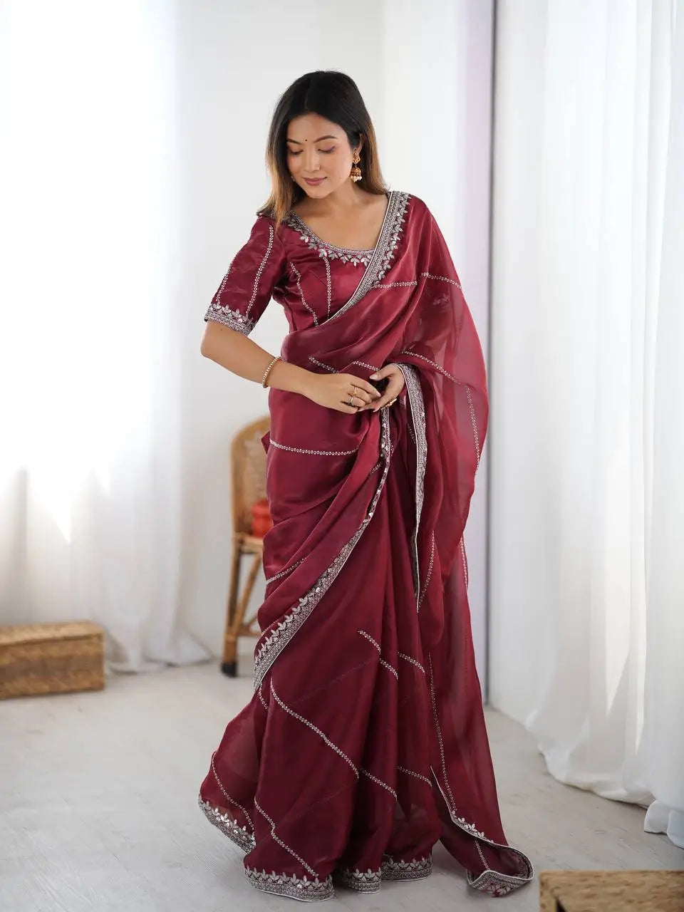 Elegant JMC Silk Saree for Festive, Party and Evening Occasions