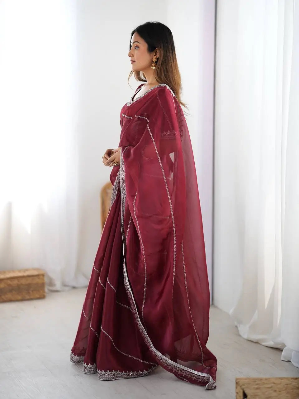 Elegant JMC Silk Saree for Festive, Party and Evening Occasions