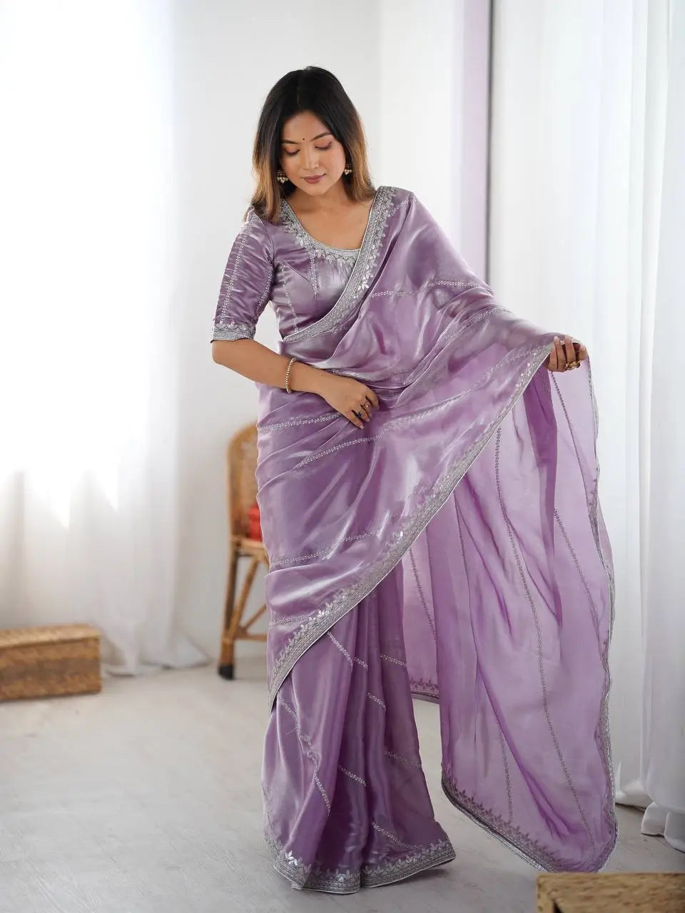 Elegant JMC Silk Saree for Festive, Party and Evening Occasions