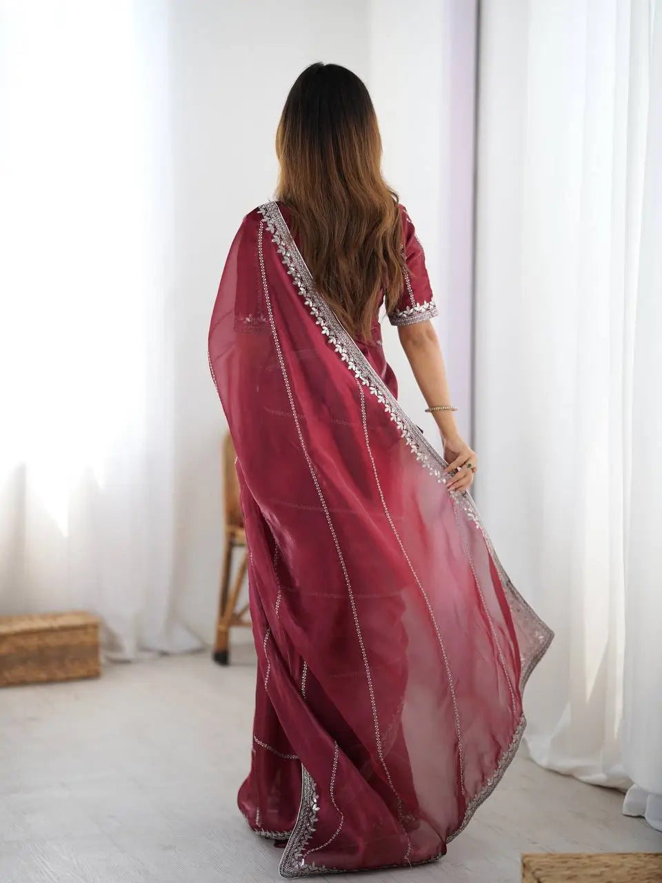 Elegant JMC Silk Saree for Festive, Party and Evening Occasions