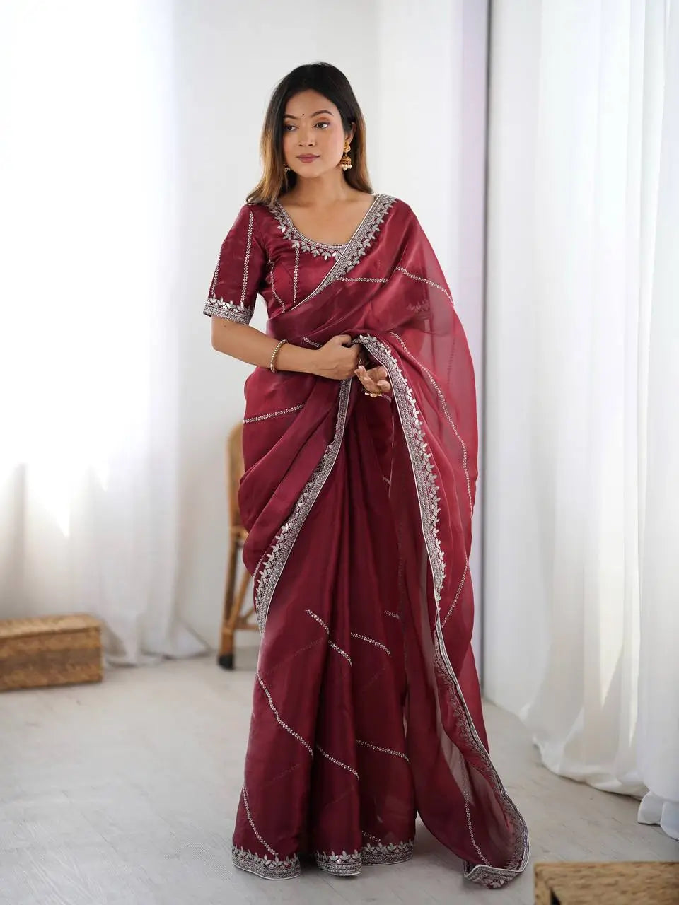 Elegant JMC Silk Saree for Festive, Party and Evening Occasions