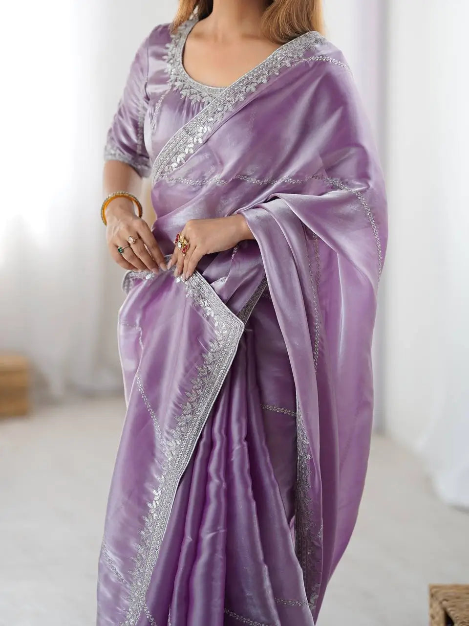 Elegant JMC Silk Saree for Festive, Party and Evening Occasions