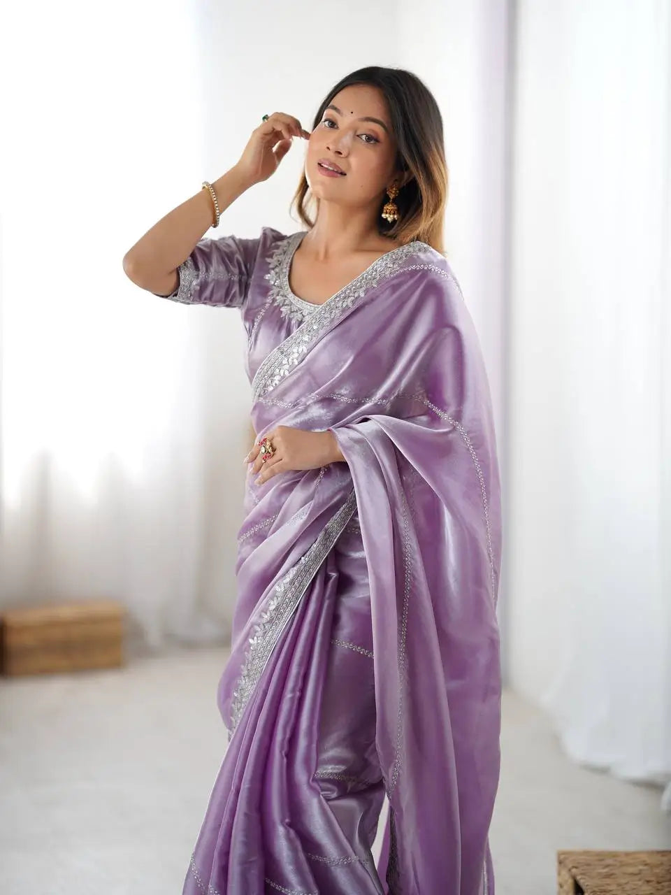 Elegant JMC Silk Saree for Festive, Party and Evening Occasions