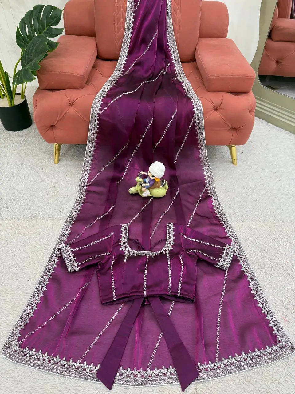 Elegant JMC Silk Saree for Festive, Party and Evening Occasions