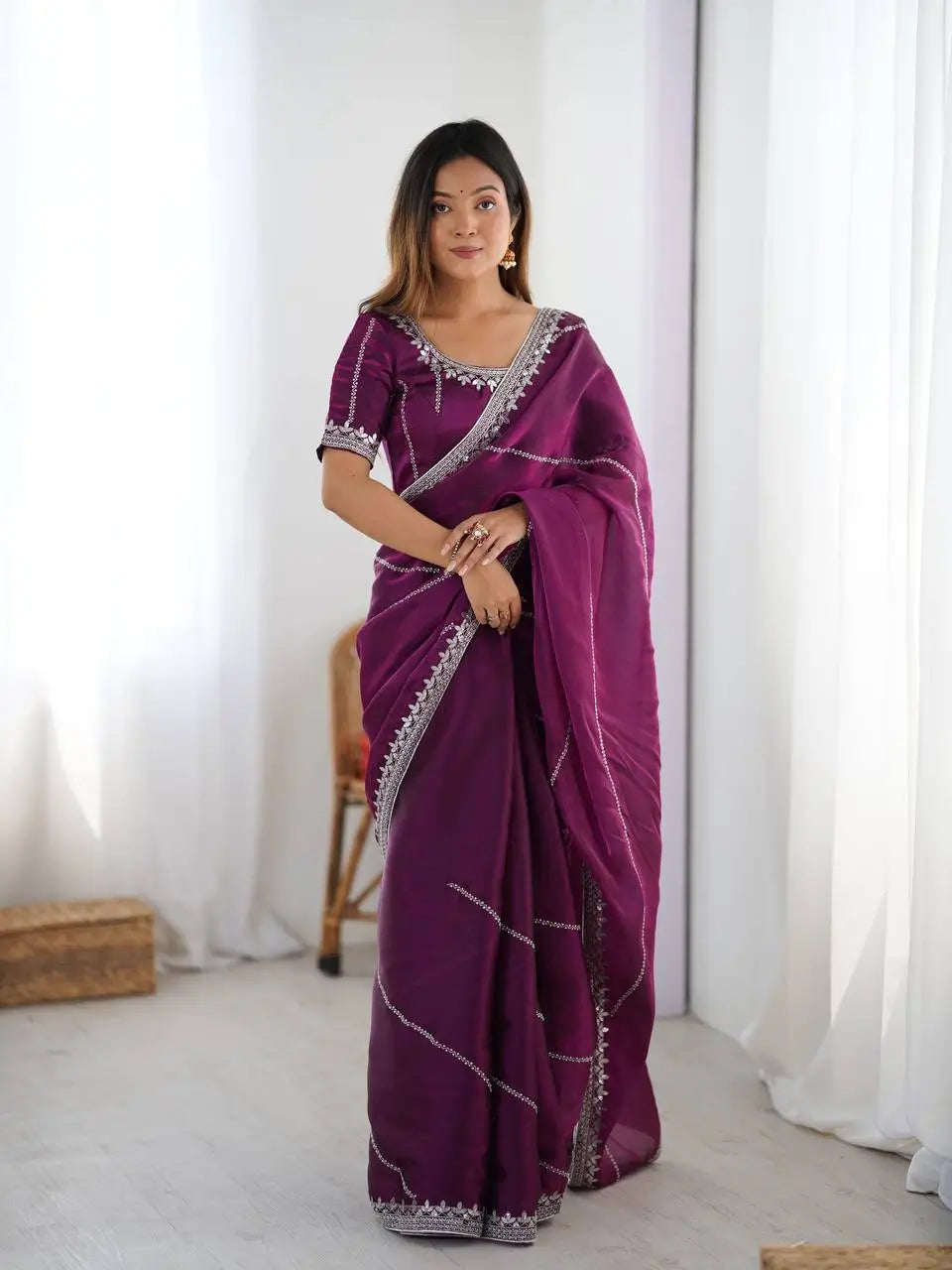 Elegant JMC Silk Saree for Festive, Party and Evening Occasions