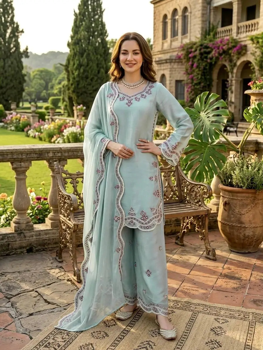Elegant JMC Silk Suit Set for Festive, Wedding and Occasion Wear
