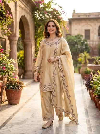 Elegant JMC Silk Suit Set for Festive, Wedding and Occasion Wear