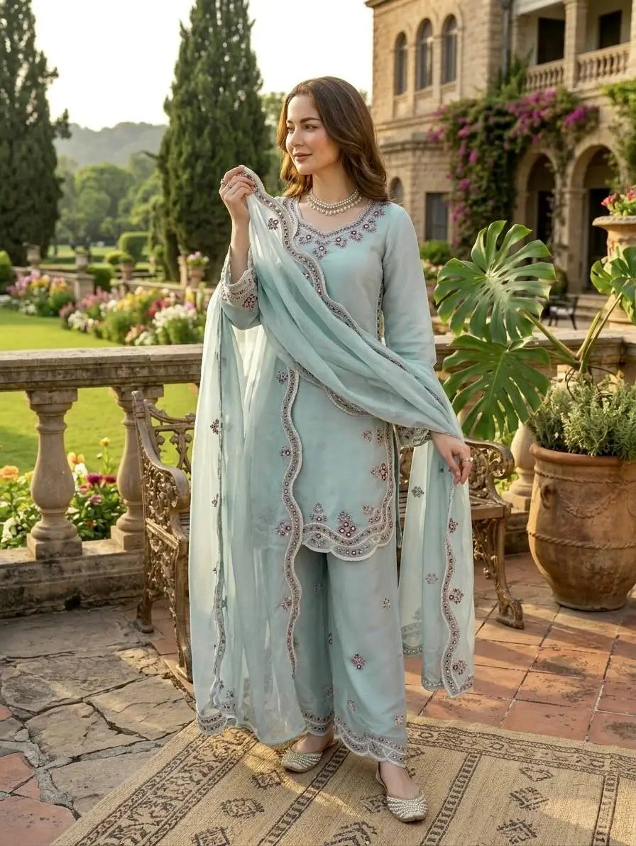 Elegant JMC Silk Suit Set for Festive, Wedding and Occasion Wear