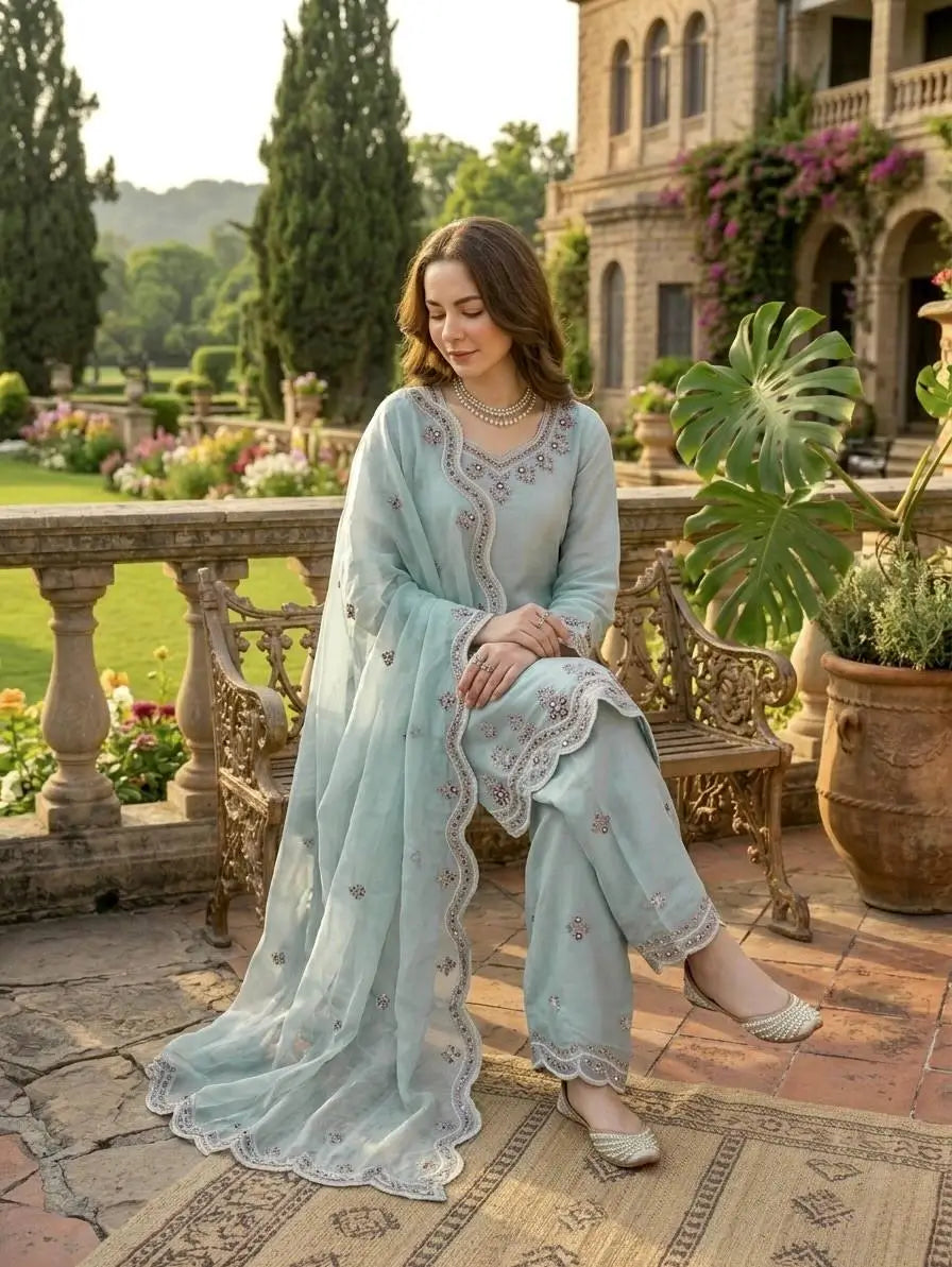 Elegant JMC Silk Suit Set for Festive, Wedding and Occasion Wear