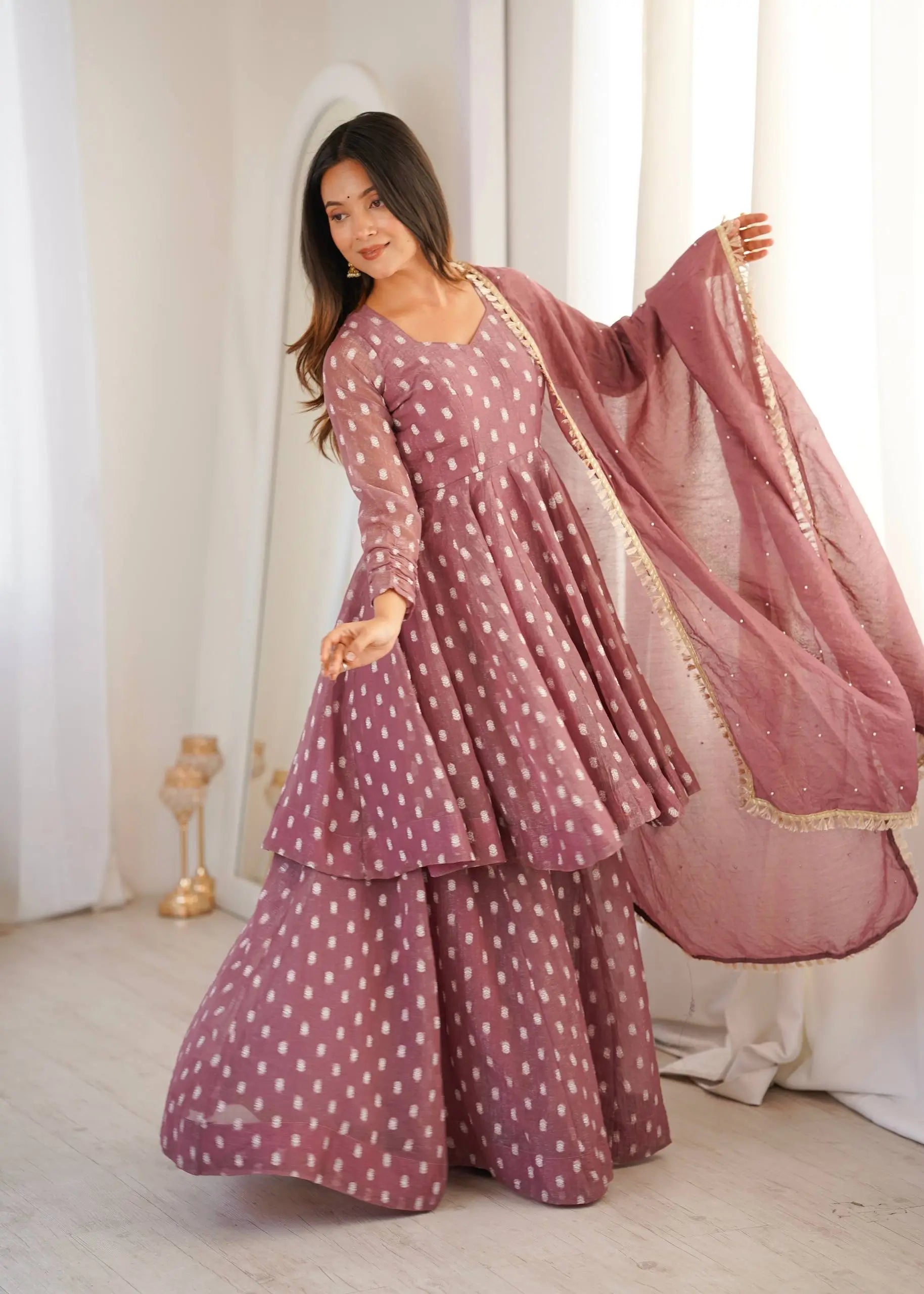 Elegant Jacquard Sharara Suit Set for Festive and Family Functions