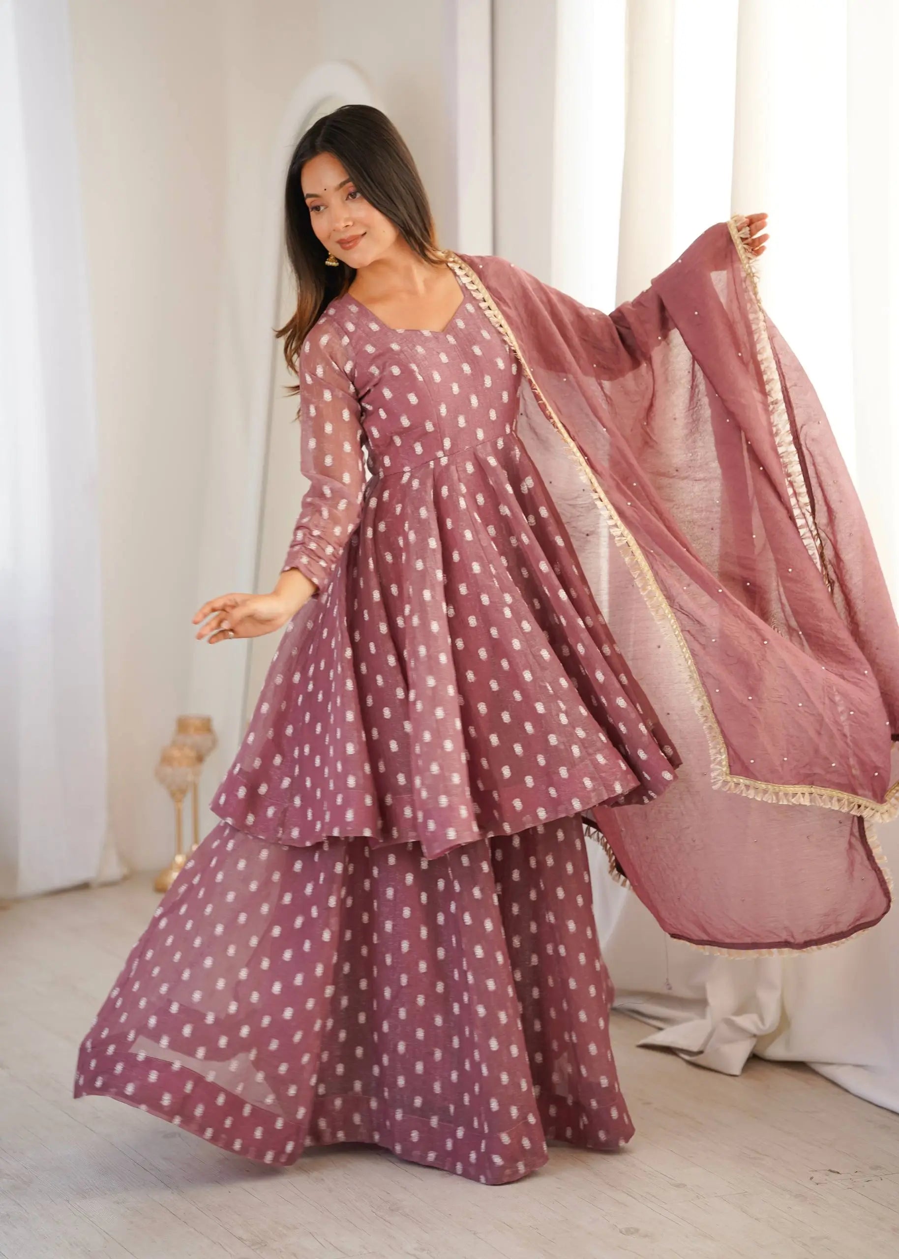 Elegant Jacquard Sharara Suit Set for Festive and Family Functions