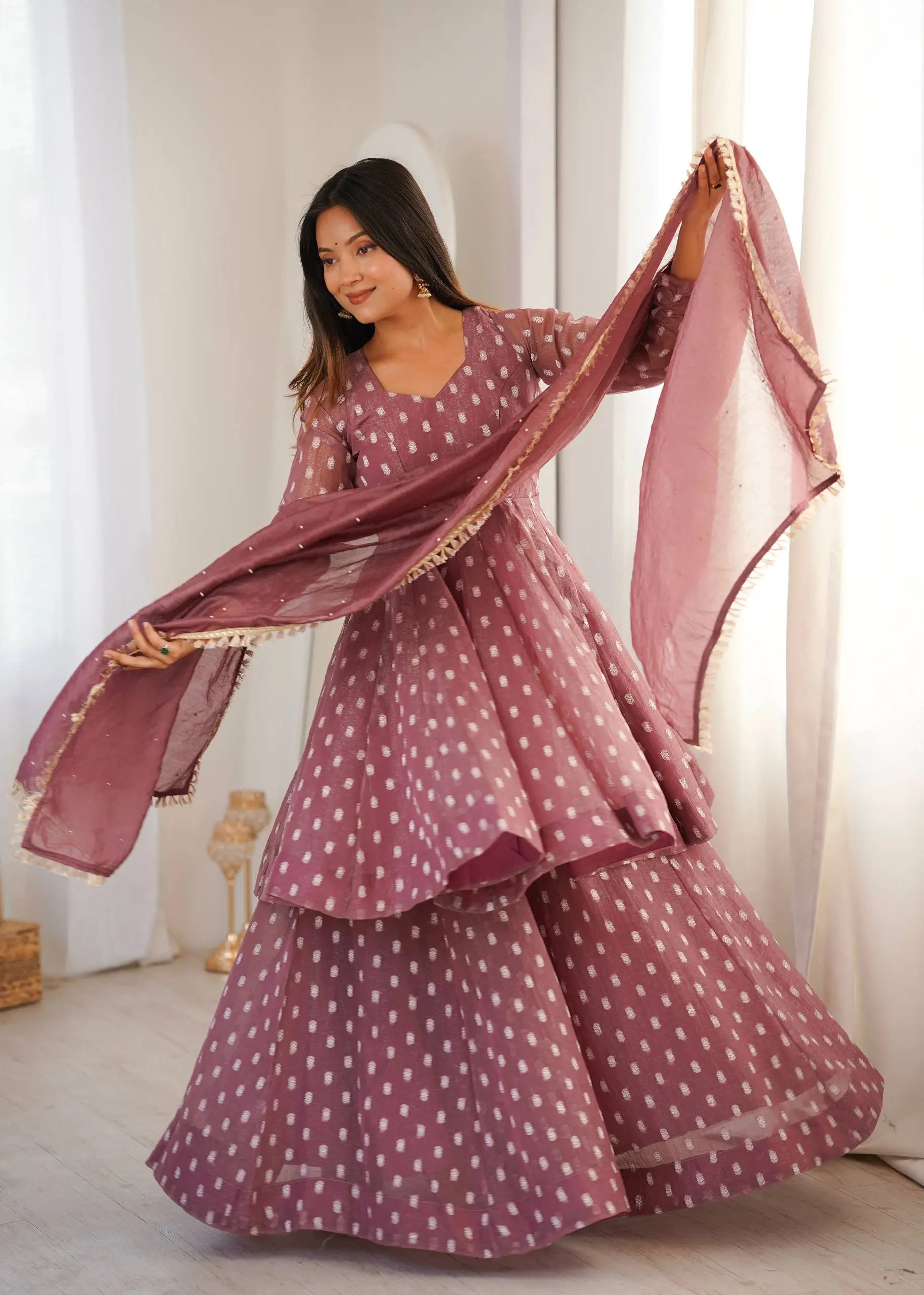 Elegant Jacquard Sharara Suit Set for Festive and Family Functions