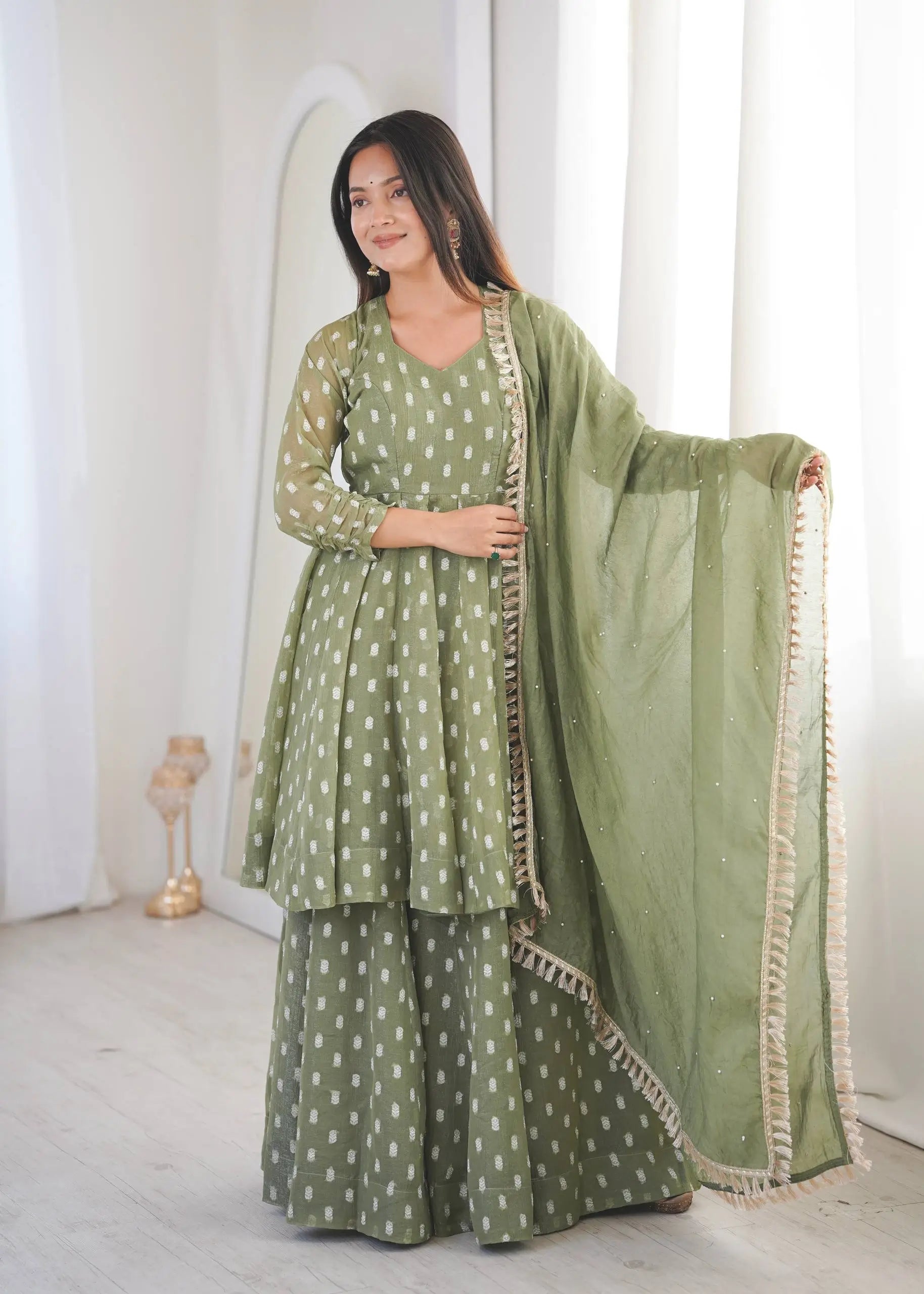 Elegant Jacquard Sharara Suit Set for Festive and Family Functions