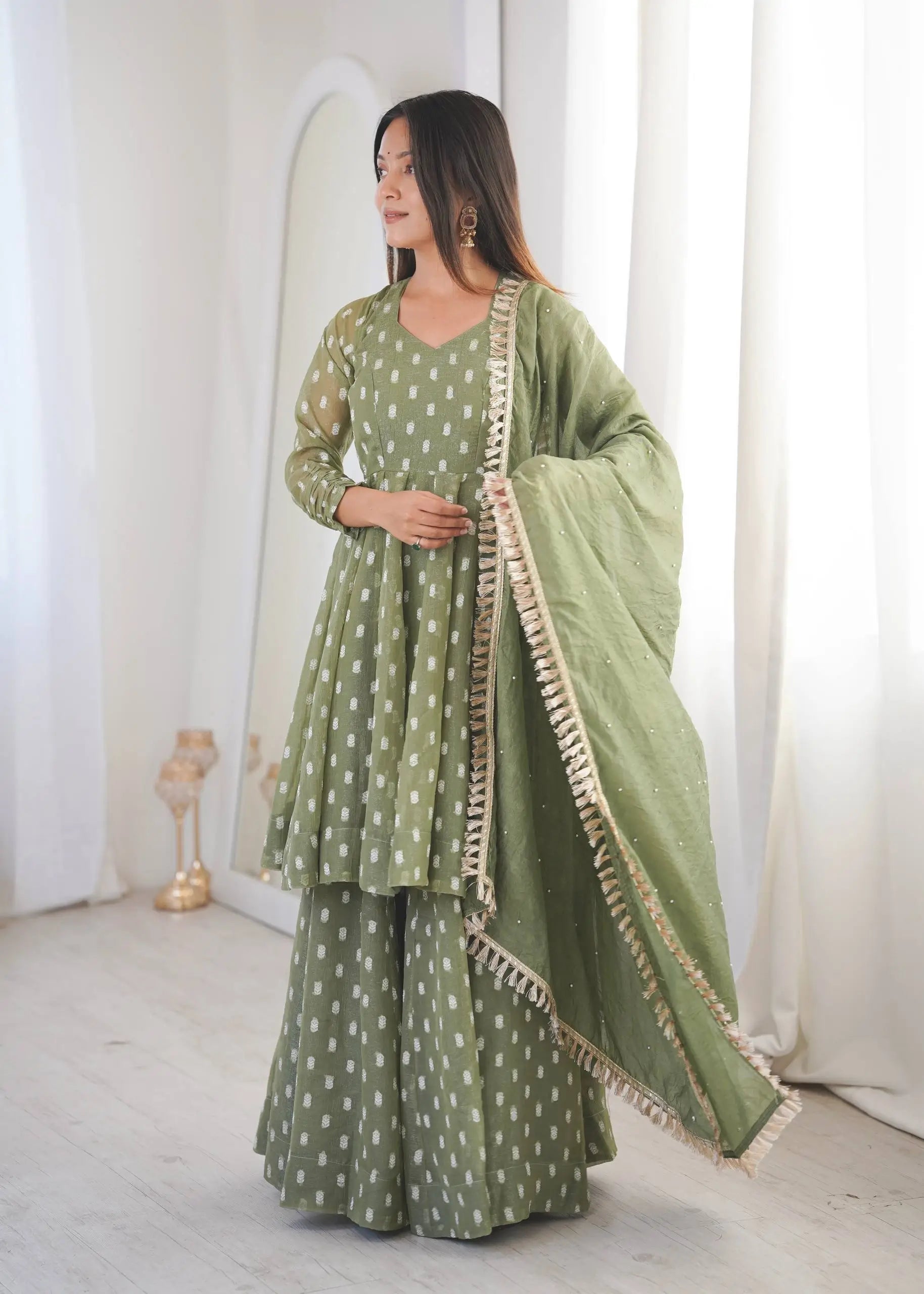 Elegant Jacquard Sharara Suit Set for Festive and Family Functions
