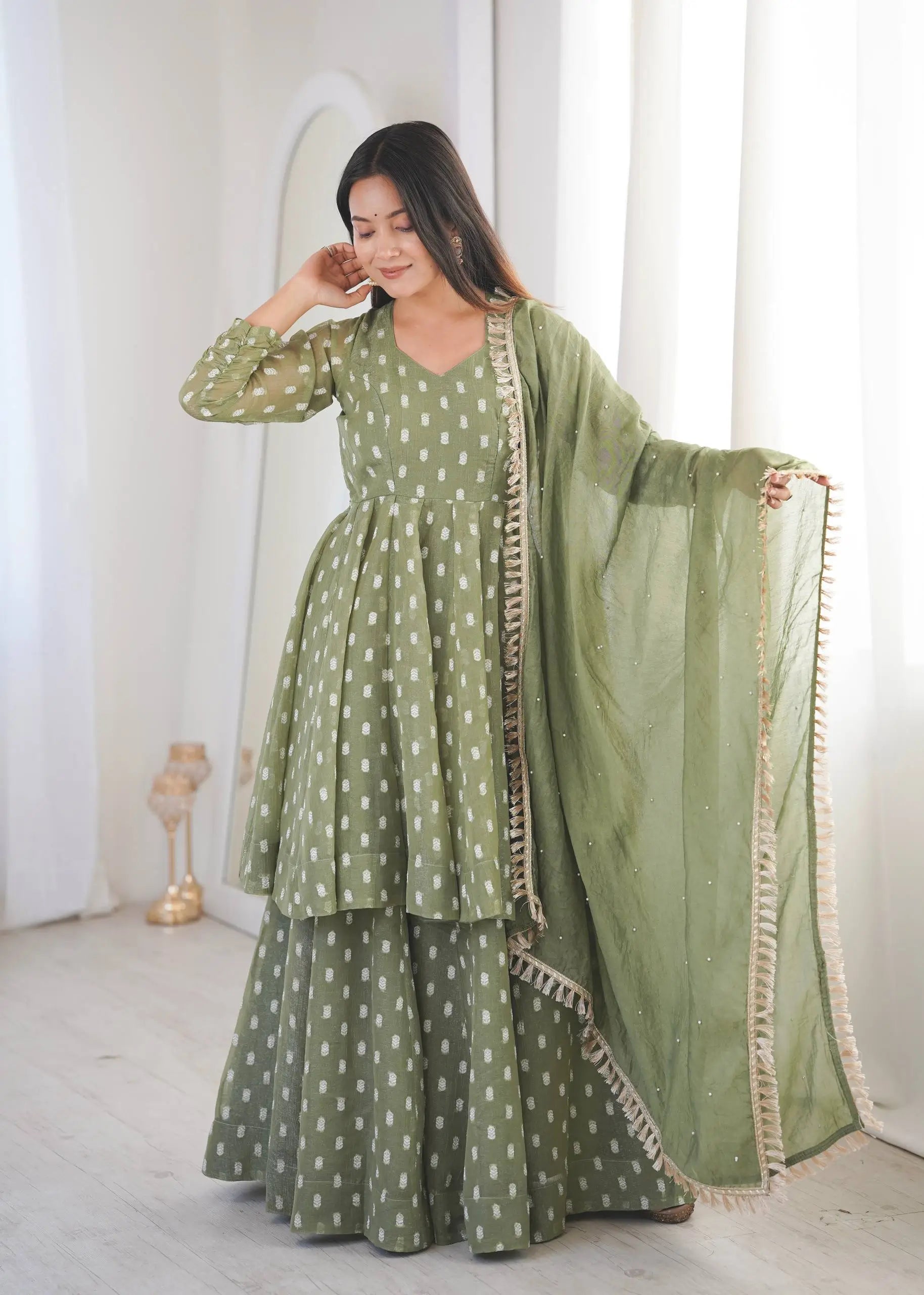 Elegant Jacquard Sharara Suit Set for Festive and Family Functions