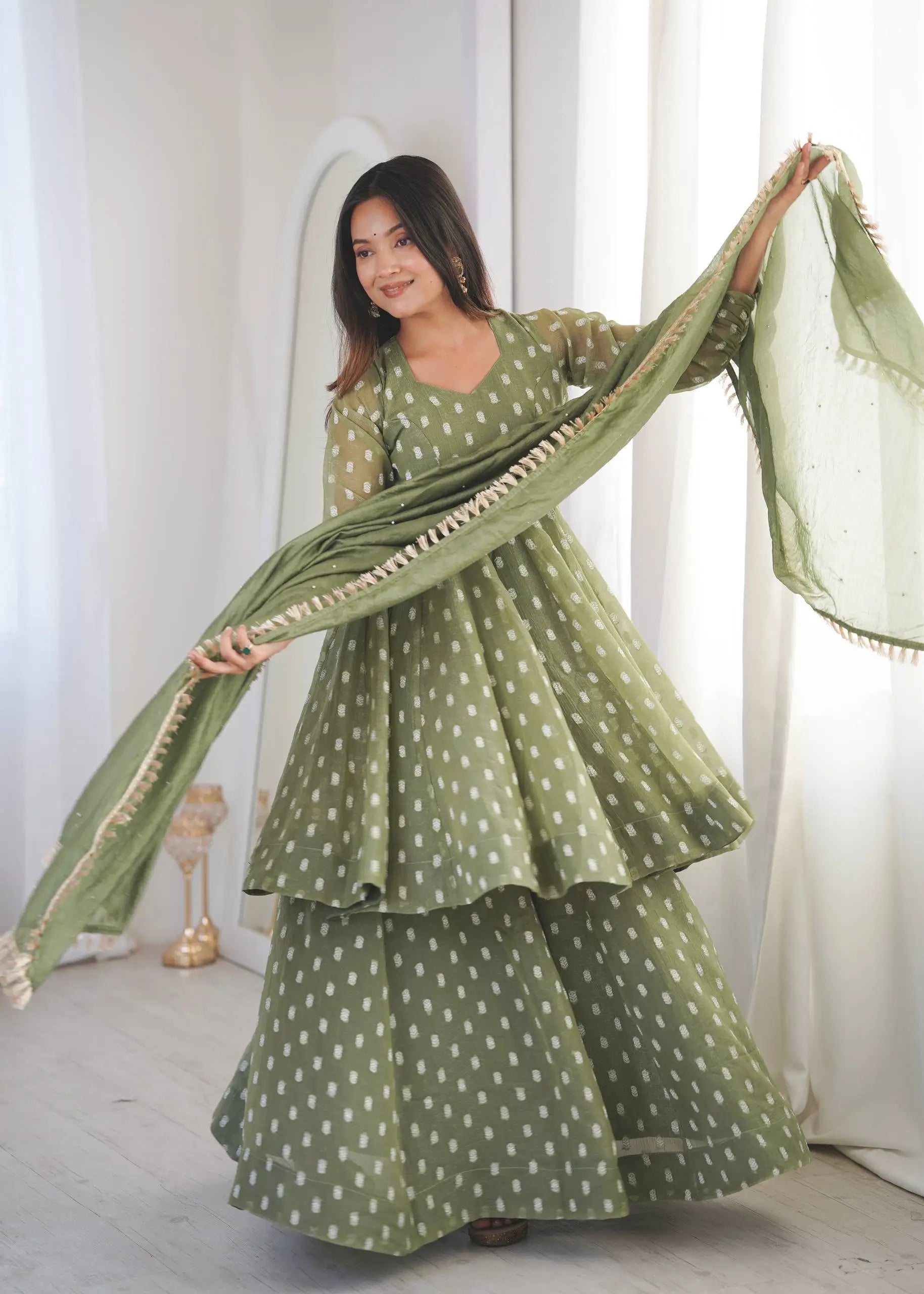 Elegant Jacquard Sharara Suit Set for Festive and Family Functions
