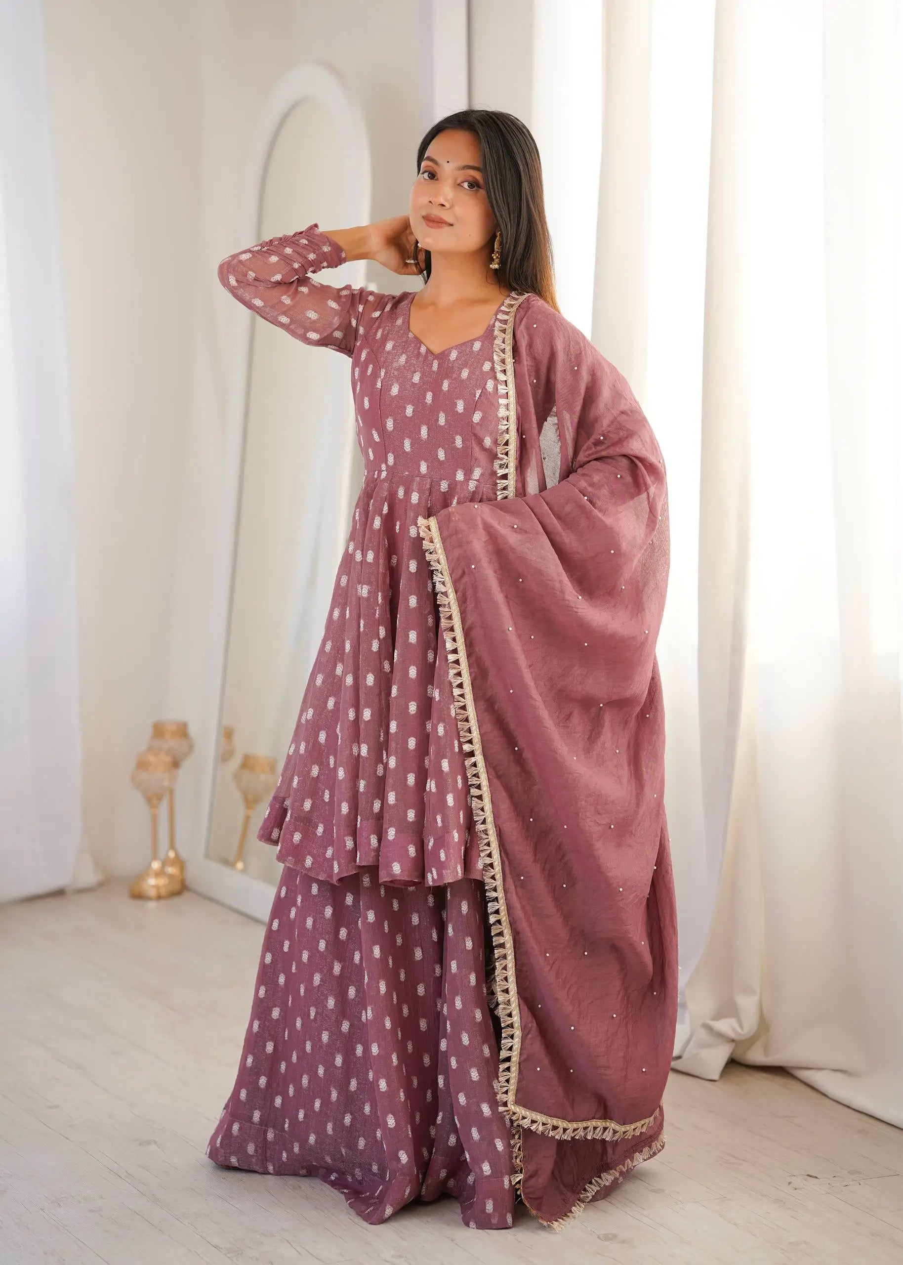 Elegant Jacquard Sharara Suit Set for Festive and Family Functions