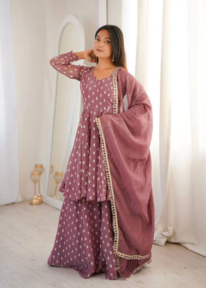 Elegant Jacquard Sharara Suit Set for Festive and Family Functions