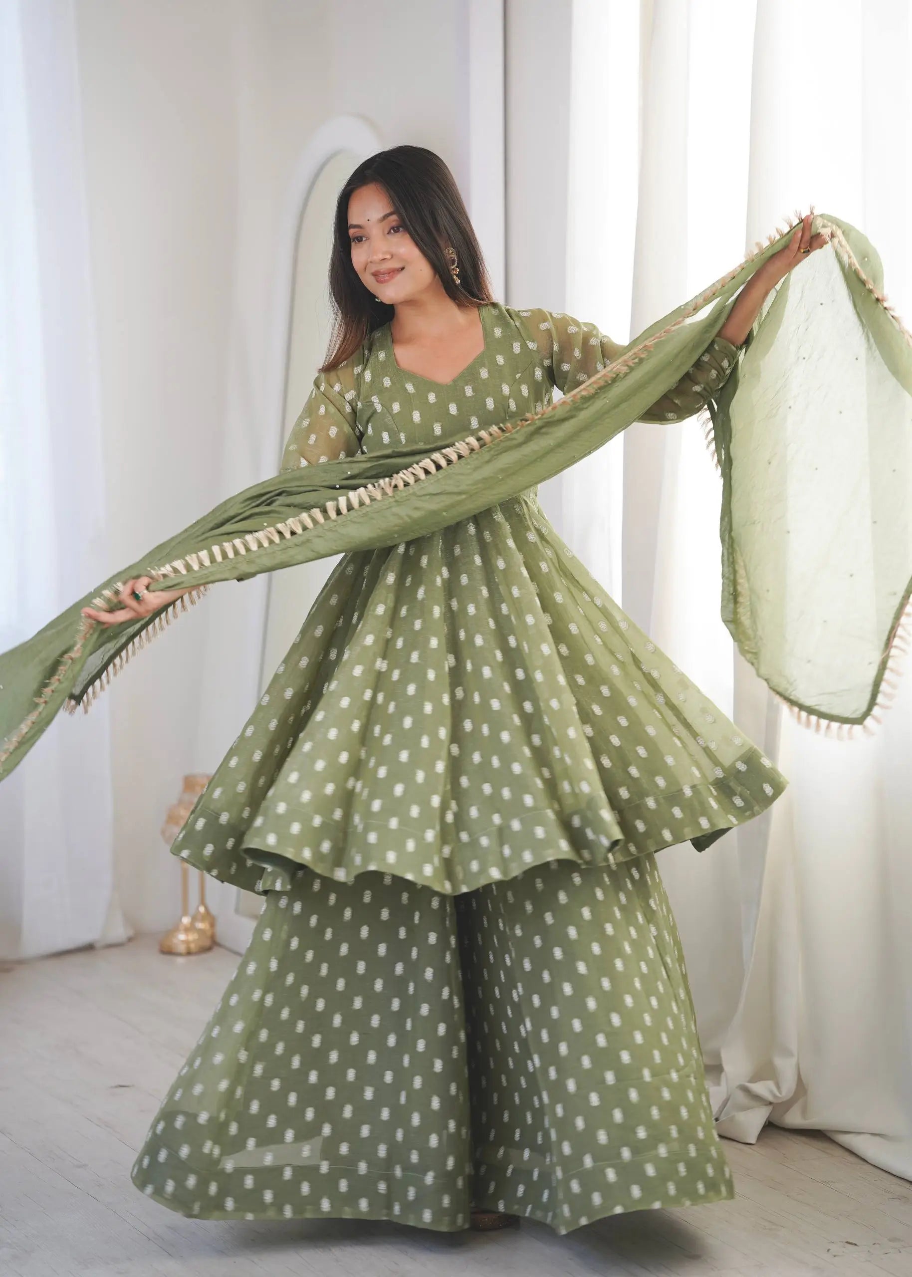 Elegant Jacquard Sharara Suit Set for Festive and Family Functions
