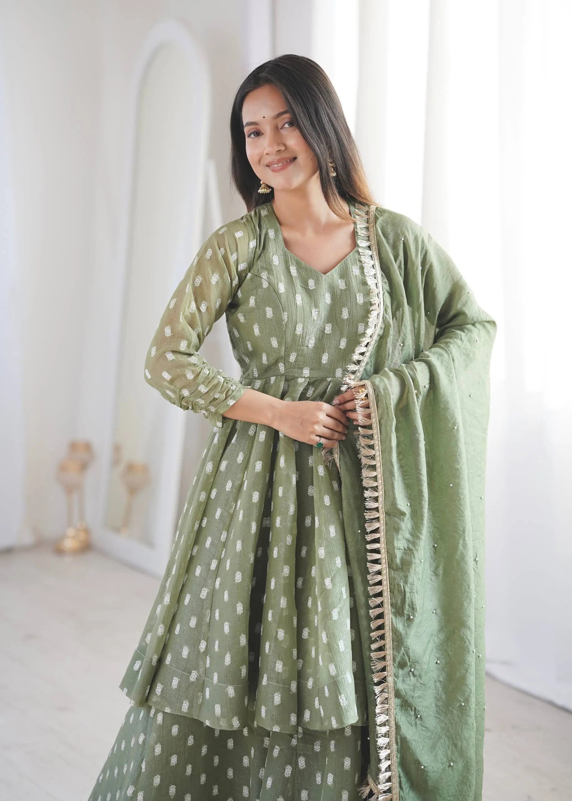 Elegant Jacquard Sharara Suit Set for Festive and Family Functions