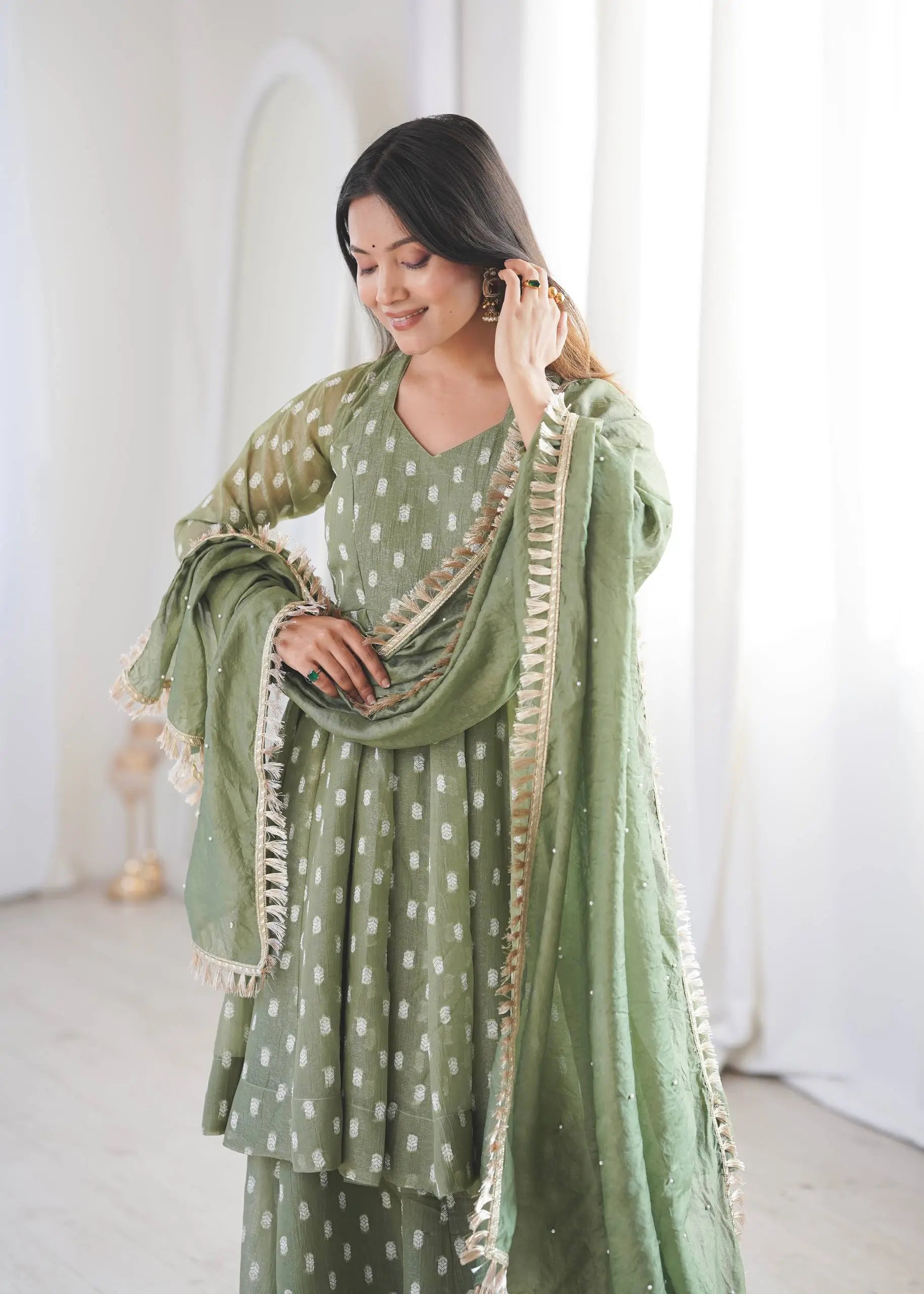 Elegant Jacquard Sharara Suit Set for Festive and Family Functions