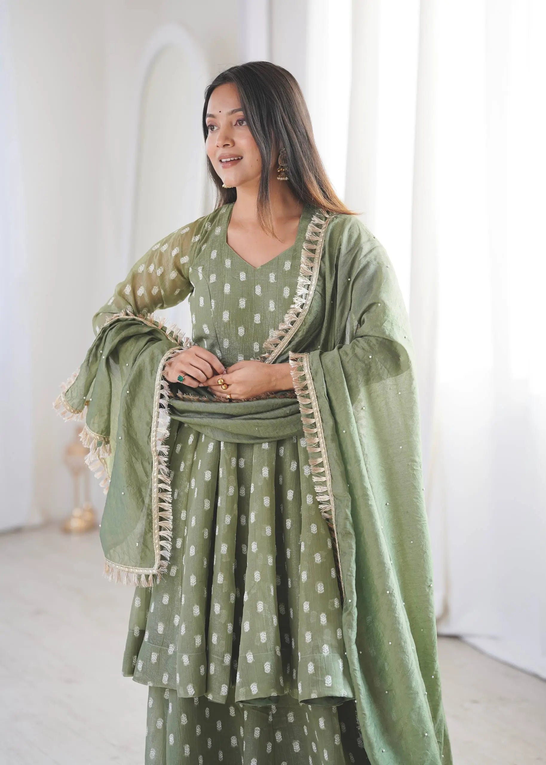 Elegant Jacquard Sharara Suit Set for Festive and Family Functions
