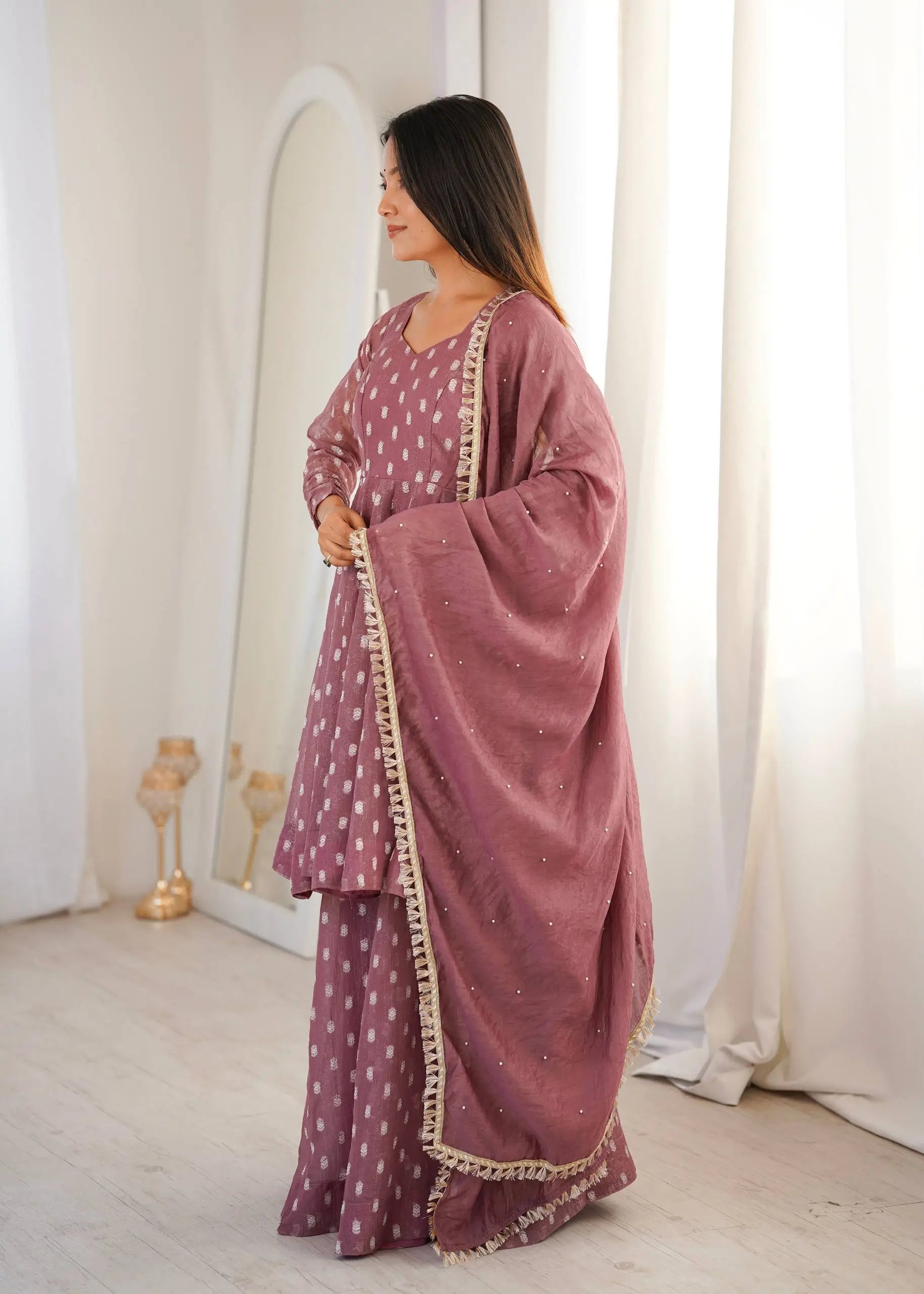 Elegant Jacquard Sharara Suit Set for Festive and Family Functions